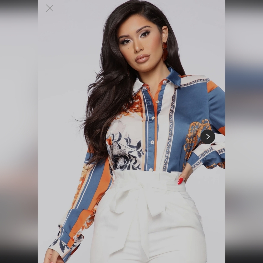 Fashion Nova Night After Work Satin Shirt